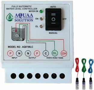 AQUAA SOLUTION Fully Automatic Water Level Controller & Indicator with 3 SS Sensors 1.5m Wire Wired Sensor Security System