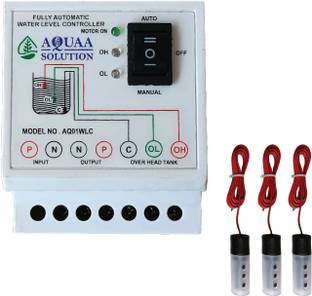 AQUAA SOLUTION Fully Automatic Water Level Controller & Indicator with 3 Carbon 1.5m Wire Wired Sensor Security System