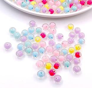 ASM CREATION 100pcs 8mm Transparent Candy Cute Bubble Beads Acrylic Colorful Round multi Beads