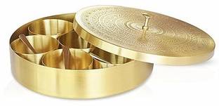 Eddika Brass Masala Box for Kitchen |Spices Storage Containers | Handmade container Container Serving Set