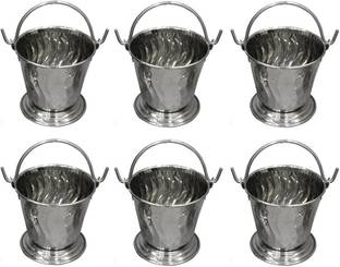 Dynore Stainless Steel Daal/Sabji/Gravy Serving Bucket/Balti Small- Set of 6 Gravy Bucket Serving Set