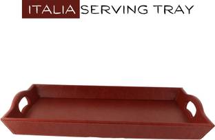 CIPLA PLAST Italia Leatherette Tray | Multipurpose use | Dining Tableware |Table (TAN) Tray Serving Set