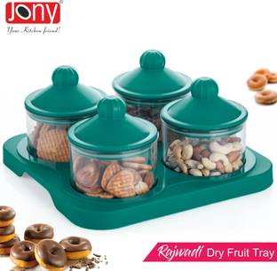 Jony Rajwadi Dryfruit, Snack Serving Bowls Tray Set With Airtight Lid Tray, Bowl Serving Set