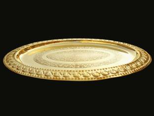 Effigy Onlinehub Nakshi Flower Design Embossed Oval Vintage Serving Tray Tray Serving Set