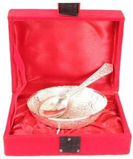 IndianArtVilla Set of Silver Plated 1 Bowl & 1 Spoon Spoon, Bowl Serving Set
