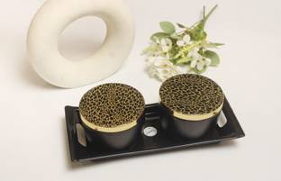 Daily Rituals Elegant 2-Piece Ceramic Jar Set with Tray - Perfect for Gifting or Storage Bowl, Tray Serving Set