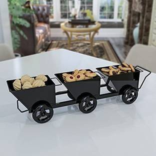 Bogenlite Metal Shopping Cart Shape Platter Trolley for Table Serving Platter Kitchen Tray Serving Set