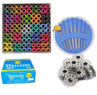 HouseOfCommon 100 pcs Thread with 10 Bobbin and 1 Needle Pack Sewing Kit