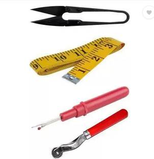 EASYSEW Pack of 4 - Thread Cutter, Tracing Wheel, Measuring Tape, Seam Ripper Sewing Kit