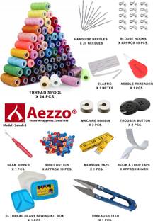 Aezzo Double Layer Multipurpose Tailoring Sewing Kit Set Box with 14 Accessories. Sewing Kit