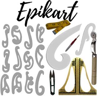 epikart Tailoring Materials French Curve 16, Trimmer, Tracing Wheel, Tape Sewing Kit