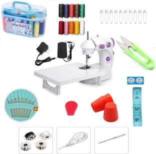 BETZILA Portable & Compact Mini Sewing Machine with Extension Table, And Sewing Kit Box, adapter and f...