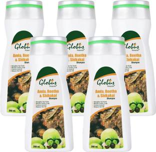 Globus Naturals Amla Reetha Shikakai Shampoo - 200 ml, Set of 5