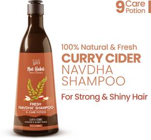 Nat Habit Navdha Natural Shampoo For Women & Men, Strong and Shiny Hair with Curry Cider