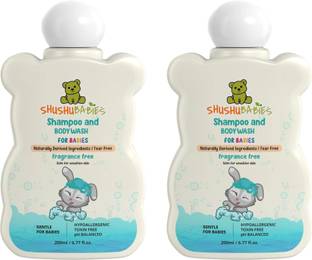 ShuShu Babies Fragrance Free Shampoo & Body Wash For Babies | Under 0-3 Years Babies (2x200ml)