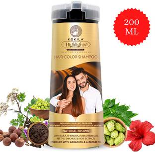 KOKILA Hair color shampoo, No Ammonia - No Paraben - 200Ml Natural Brown