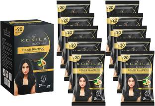 KOKILA Instant Ammonia Free, Hair Color Shampoo Enriched with Avocado oil, (Black, 10)