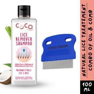 COCO CRUSH Lice & Nits Killer Hair Shampoo & Fine Comb, 100% Ayurvedic, Safe for All Ages