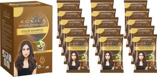 KOKILA Instant Ammonia Free, Hair Color Shampoo Enriched with Avocado oil, (Brown, 15) , Natural Brown