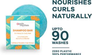 Earth Rhythm Murumuru Butter Shampoo Bar, Frizzy & Curly Hair, Men & Women, Cardboard - 80ml