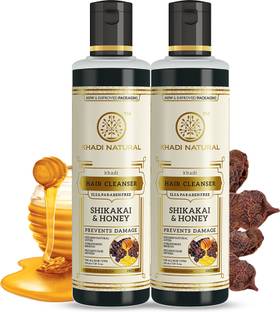 KHADI NATURAL Herbal Shikakai Honey Hair Cleanser/Shampoo - SLS and Paraben Free (Pack of 2)