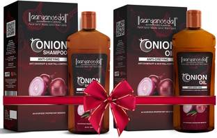 Aaryanveda Onion Shampoo & Onion Oil Anti Hair Fall Anti Dandruff Combo Pack