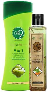 Oxi9 Absolute replenishment 9 in 1 Hair oil & Green Apple Shampoo