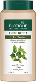 BIOTIQUE Fresh Henna Color Protect Shampoo & Conditioner for Color Treated Hair, 340ml