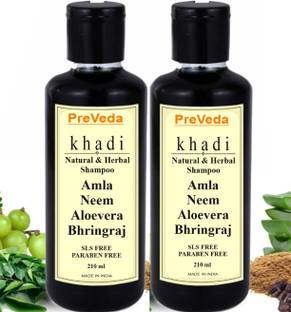 PreVeda Neem Aloevera Amla Bhringraj Shampoo Natural & Herbal Best Anti Hair Fall Shampoo/Cleanser Sls & Paraben Free Pack 2
