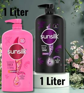 SUNSILK Stunning black shine & LUSCIOUSLY thick long shampoo-Pack-2.