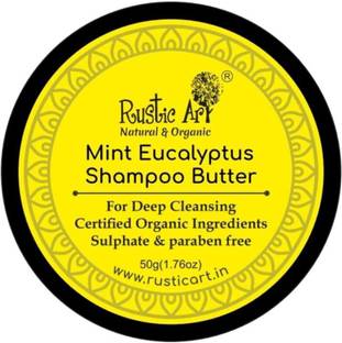 RUSTIC ART Mint Eucalyptus Shampoo Butter | Anti Dandruff, Hair Fall Control | 50g