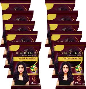 KOKILA Instant Ammonia Free Hair Color Shampoo Enriched with Avocado oil (Burgundy, 10)