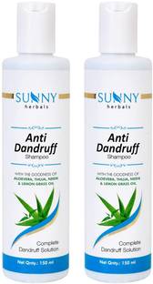 Sunny Herbals Anti Dandruff Shampoo with Aloevera, Thuja, Neem, & Lemon Grass Oil (150ml X 2)