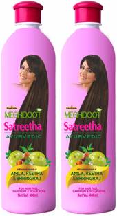 KHADI MEGHDOOT Ayurvedic Satreetha Shampoo for Dandruff and Scalp Acne 400ml Each Pack of 2