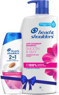 HEAD & SHOULDERS Dandruff Care Pack, Smooth & Silky 1 L Shampoo & 2in1 180ml Shampoo+Conditioner