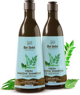 Nat Habit Navdha Anti-Hair Fall Tri-leaf Rosemary Shampoo For Women & Men, Paraben Free