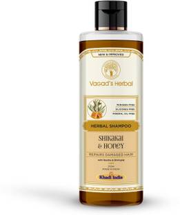 vagad's khadi Herbal Shikakai and Honey Shampoo 210ml | Removes dirt | Maintain moisture | Prevents dandruff | Parabens Free | Silicon Free