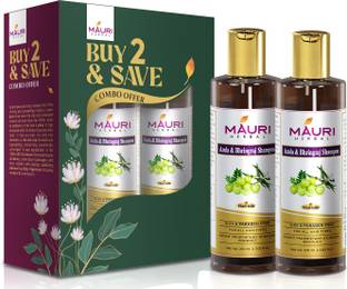 Khadi Mauri Herbal Amla & Bhringraj Shampoo, Prevents Hairfall & Strengthens Roots - Complete Hair & Scalp Nourishment - Pack of 2 Combo