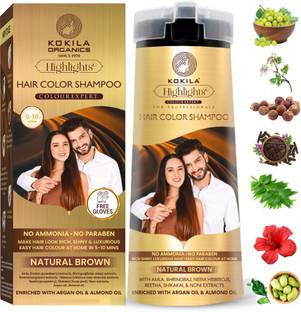 KOKILA Hair color shampoo 400Ml Natural Brown for Men & Women, No Ammonia - No Paraben