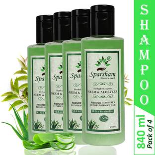 SPARSHAM Neem Aloevera Shampoo No Sulphate & Paraben Anti Dandruff Anti-Fungal