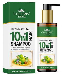 Chloris Natural 10 in 1 Natural Hair Shampoo for Anti Hair Fall & Hair Regrowth No SLS Paraben