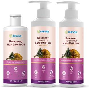 Chevar Rosemary Hair Fall Control Kit, Hair Growth, (hair oil + shampoo + conditioner)
