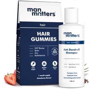 Man Matters Anti Dandruff Kit | Dandruff Shampoo 100ml | Biotin Hair Gummies 30N