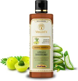 vagad's khadi Herbal Amla and Bhringraj Shampoo 210ml | Strengthens Hair | Best for Hair Fall | Parabens Free | Silicon Free