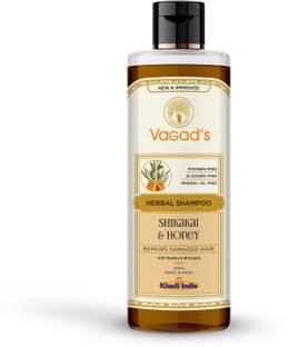 vagad's khadi Herbal Shikakai and Honey Shampoo 210ml | Removes dirt | Maintain moisture | Prevents dandruff | Parabens Free | Silicon Free
