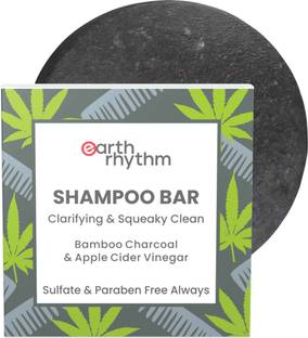 Earth Rhythm Charcoal Shampoo Bar, Stregthen & Moisturize Hair Roots, All Skin, Cardboard