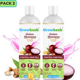 Growkesh Onion Shampoo for Hair Growth & Hair Fall Control with Onion & Plant Keratin