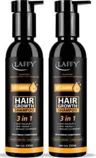 LAFFY Vitamin C Hair Growth Shampoo, 3-in-1 with Natural Actives and Menthol