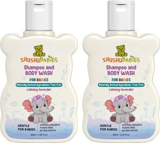 ShuShu Babies Calming Lavender Shampoo & Body Wash|Babies Moisturizing Body Wash(60 ml) Pack-2