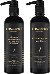keralooks professional keratin Sulphate Free Shampoo and Mask Combo Pack (500ml each)